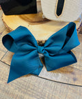 Hair Bow 8” Alligator Clip - Forest Green