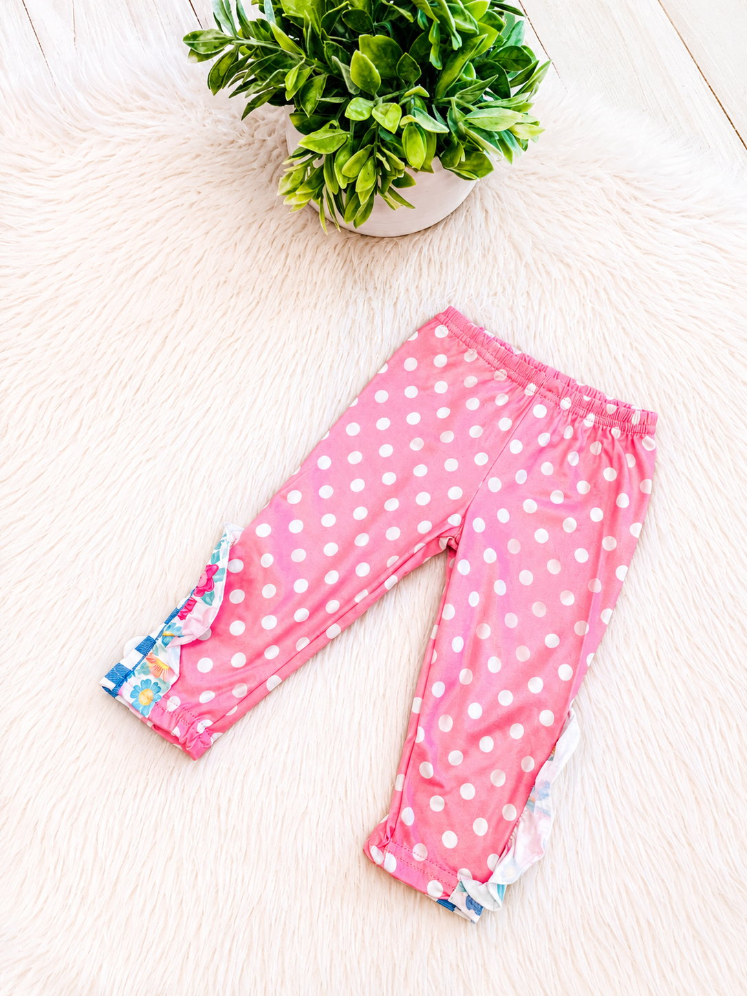 Girl’s Pink and Blue Mixed Print Outfit Set