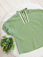 Women’s Evermmee Cream and Green Gingham Top