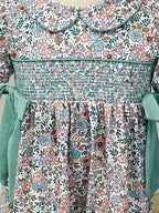 Girl’s Sage Green Bow Floral Dress