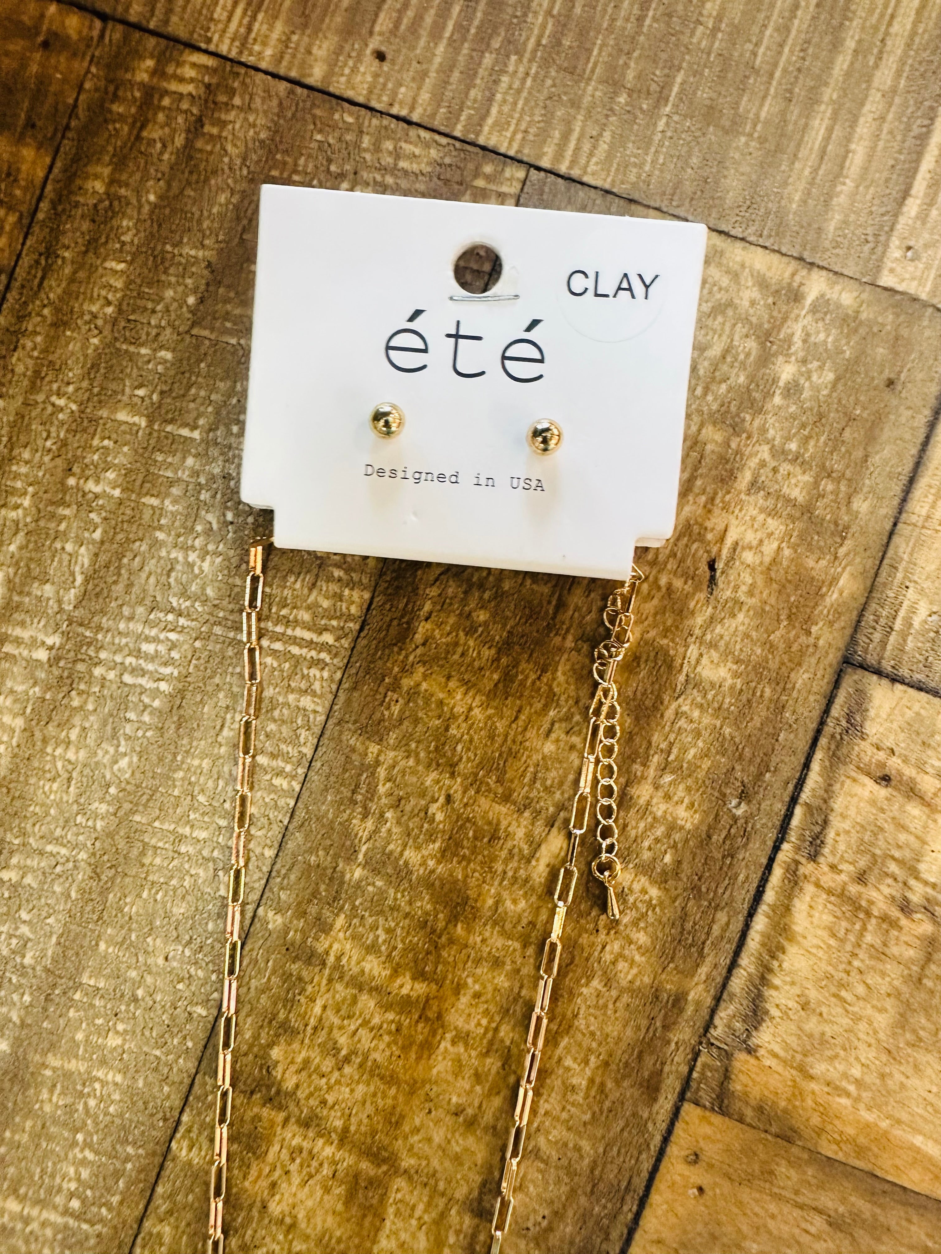 Women’s Gold Chained Dangled Necklace with Earrings