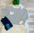 Women’s HYFVE White Dark Grey Stripped Long Sleeve Top
