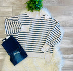 Women’s HYFVE White Dark Grey Stripped Long Sleeve Top