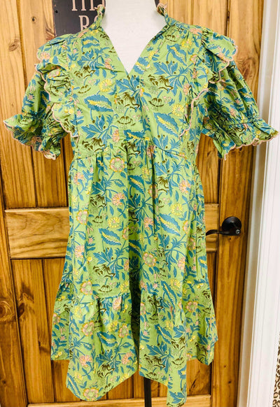 Umgee Green Floral Dress - Mini Mee Boutique