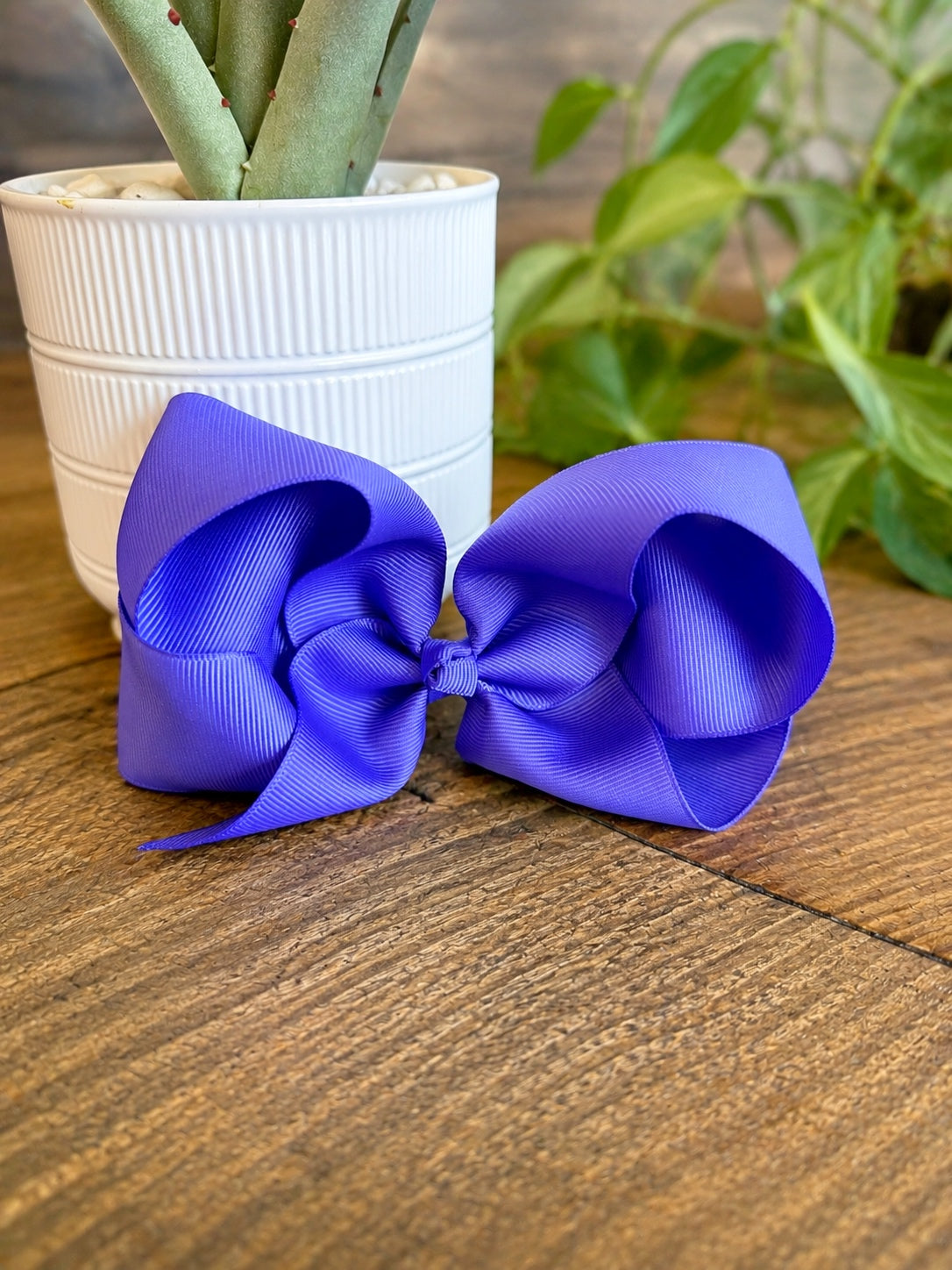 Hair Bow 6” Alligator Clip - Blue Violet