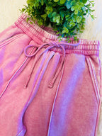 Women’s Zenana Cropped Wide Leg Comfy Light Rose Acid Wash Pants - True to Size