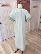 Sage Striped Midi Linen Dress with Pockets by UmGee Women’s - True to Size