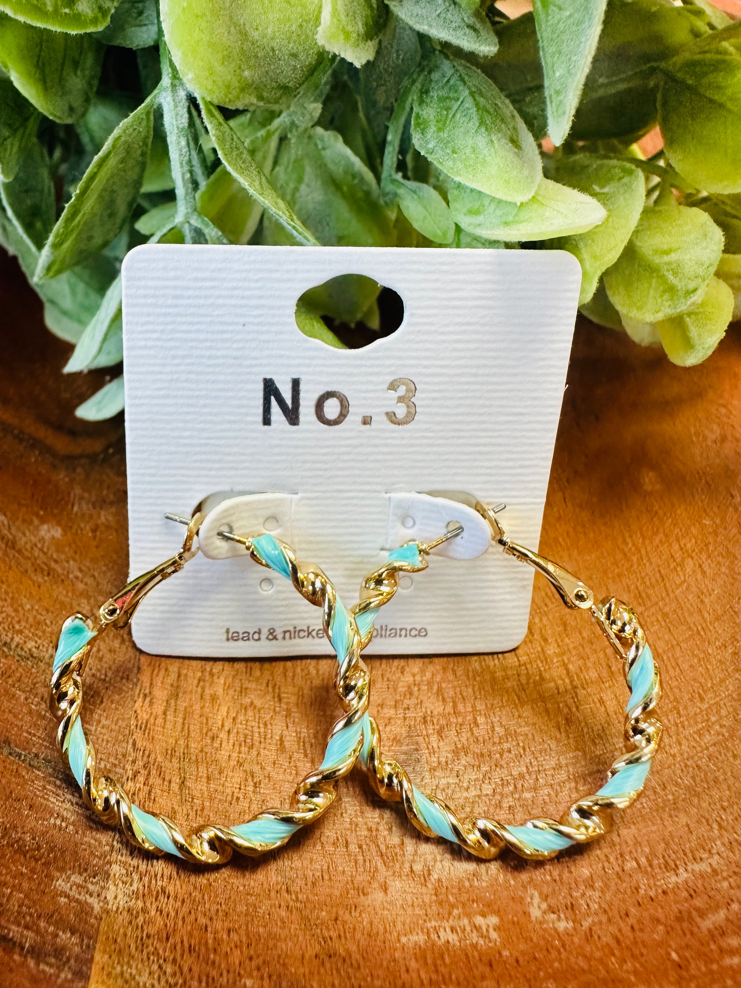 Women’s Teal and Gold Earrings
