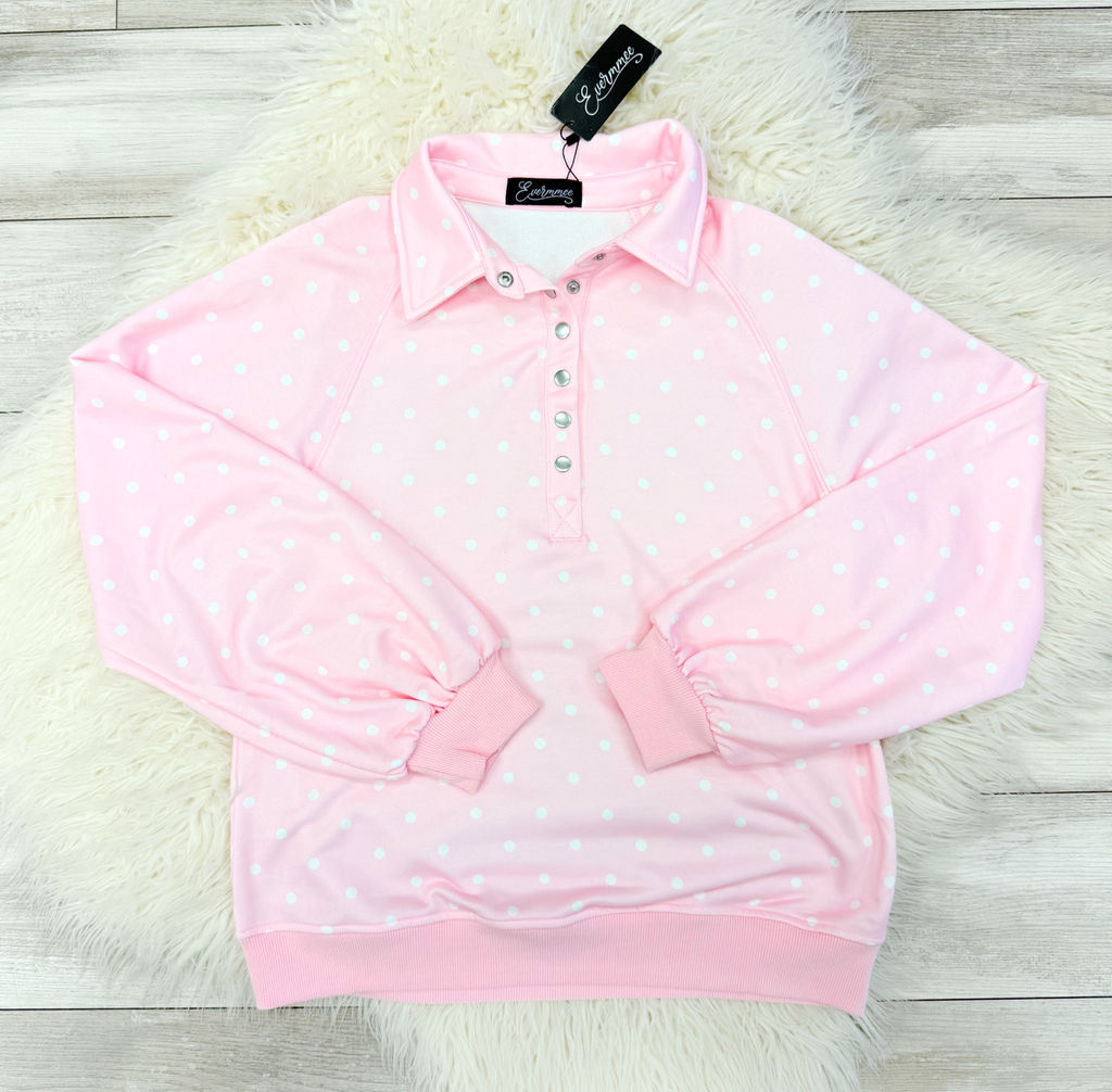 Pink Polka Dot Women’s Pullover by Evermmee