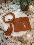 Wristlet ID Badge Pouch Keychain Mocha