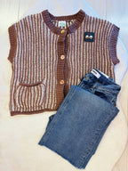 Women’s brown stripe button up top