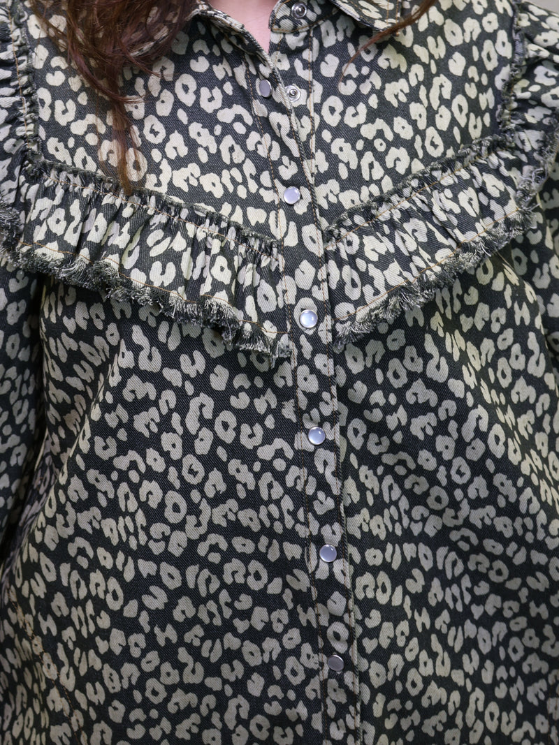 GiGiO Leopard Print Denim Dress