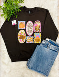 Women’s Brown Psalm 136:1 Picture Frame Crewneck Top