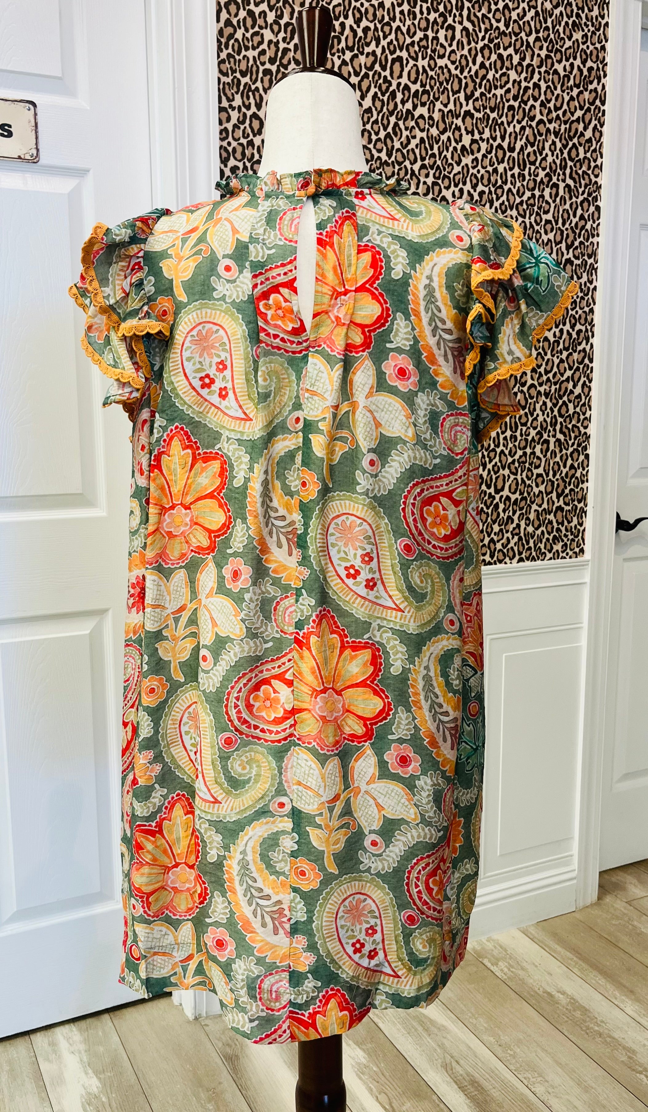Women’s Umgee Paisley Floral Lace Ruffle Sleeve Dress