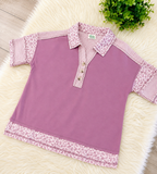 Women’s Mauve Half Button Down Collared Knit Top