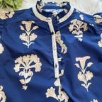 Women’s Umgee Navy and Cream Printed Blouse