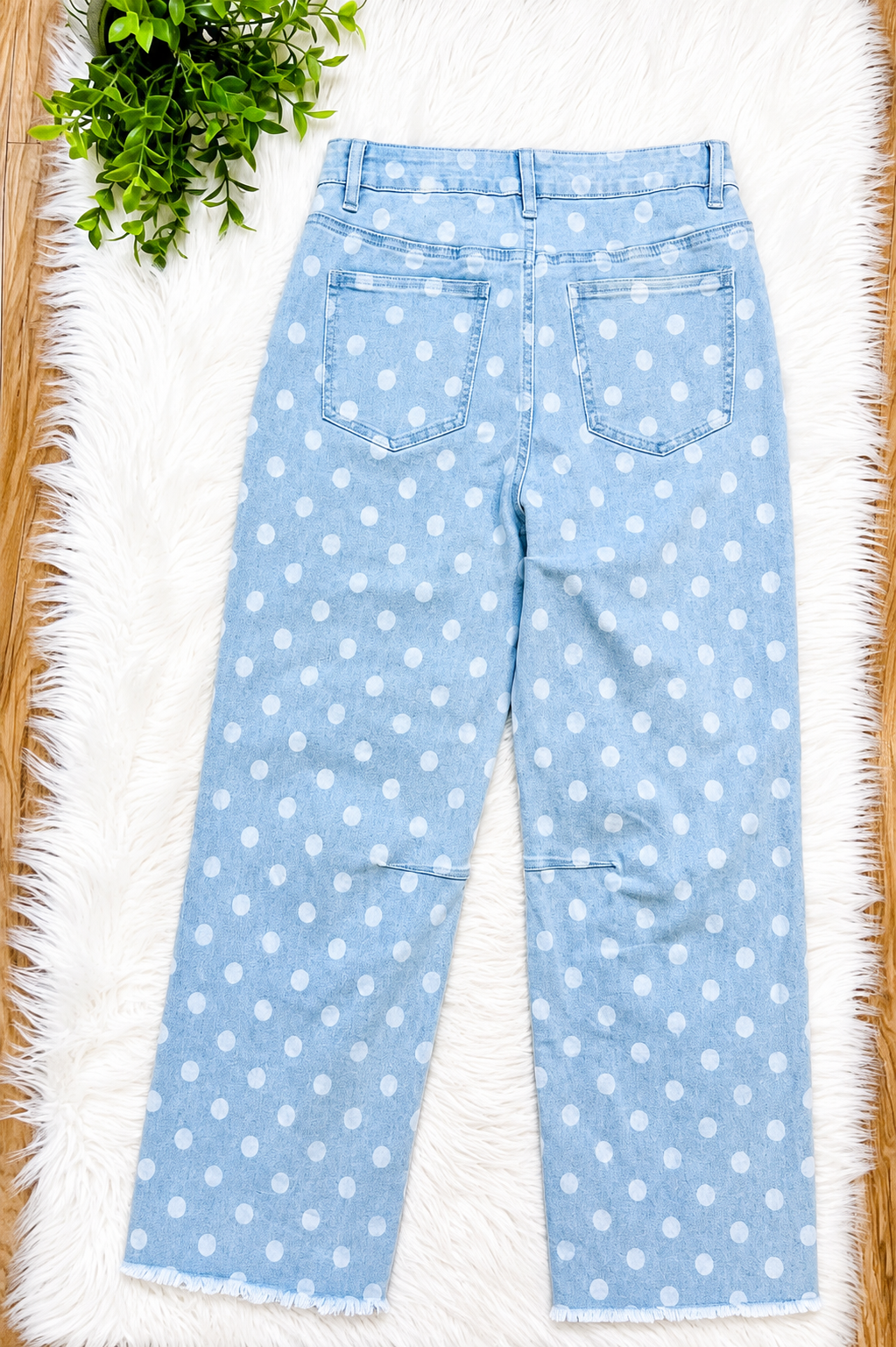 Women’s Evermmee Polka Dot Denim Pants - True To Size