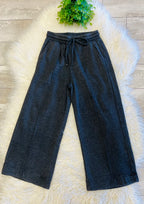 Women’s Zenana Cropped Wide Leg Comfy Black Acid Wash Pants - True to Size
