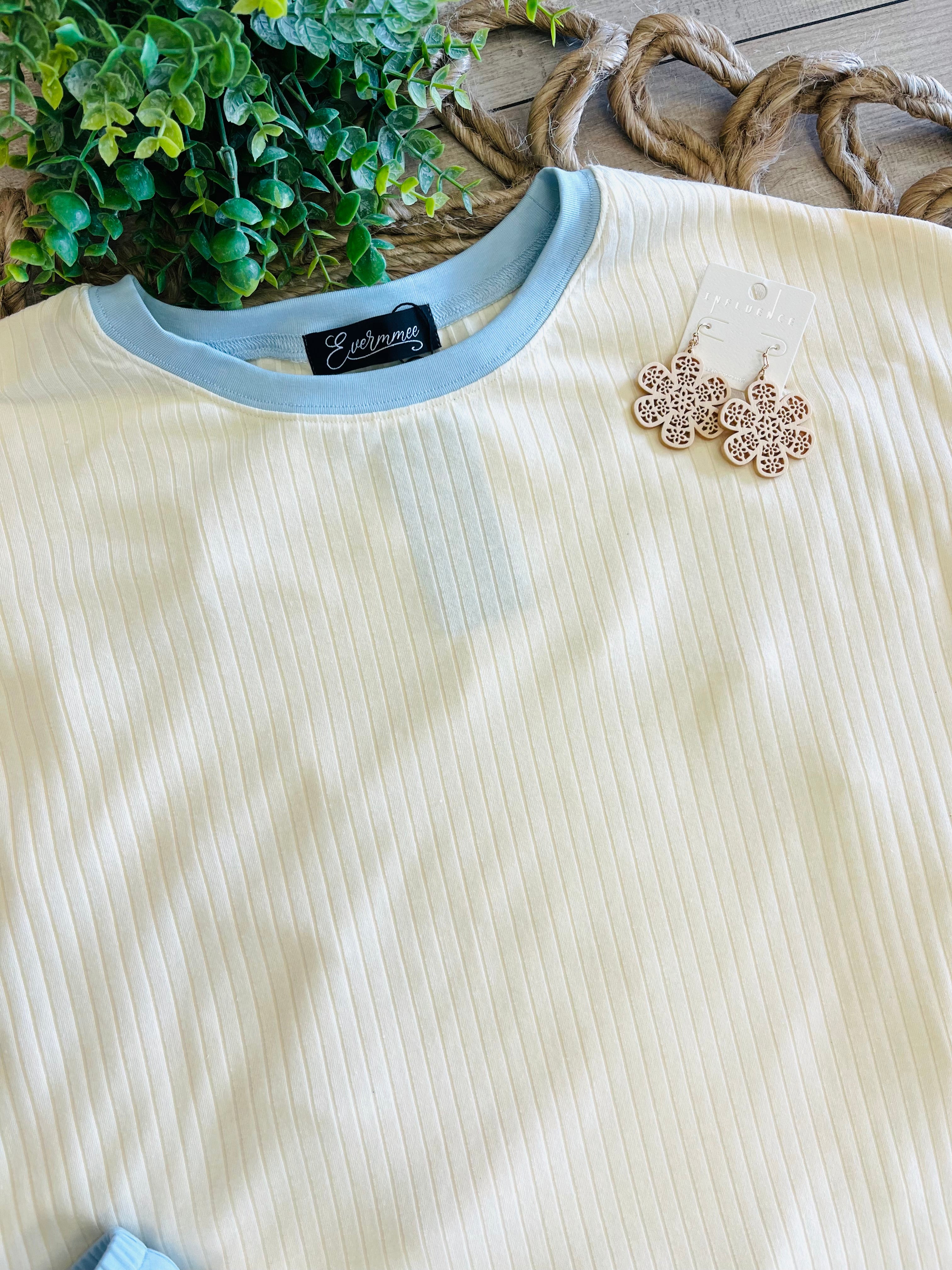 Woman’s Yellow and Light Blue shorts set