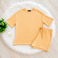 Women’s Evermmee Beige and White Stripe Ribbed Short Set