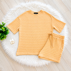 Women’s Evermmee Beige and White Stripe Ribbed Short Set