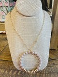 Women’s Rhinestoned Gold and Purple Necklace with Earrings