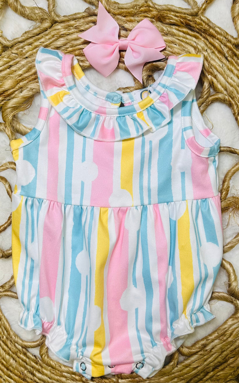 Girls Okie and Lou Stripes and Circles Onesie