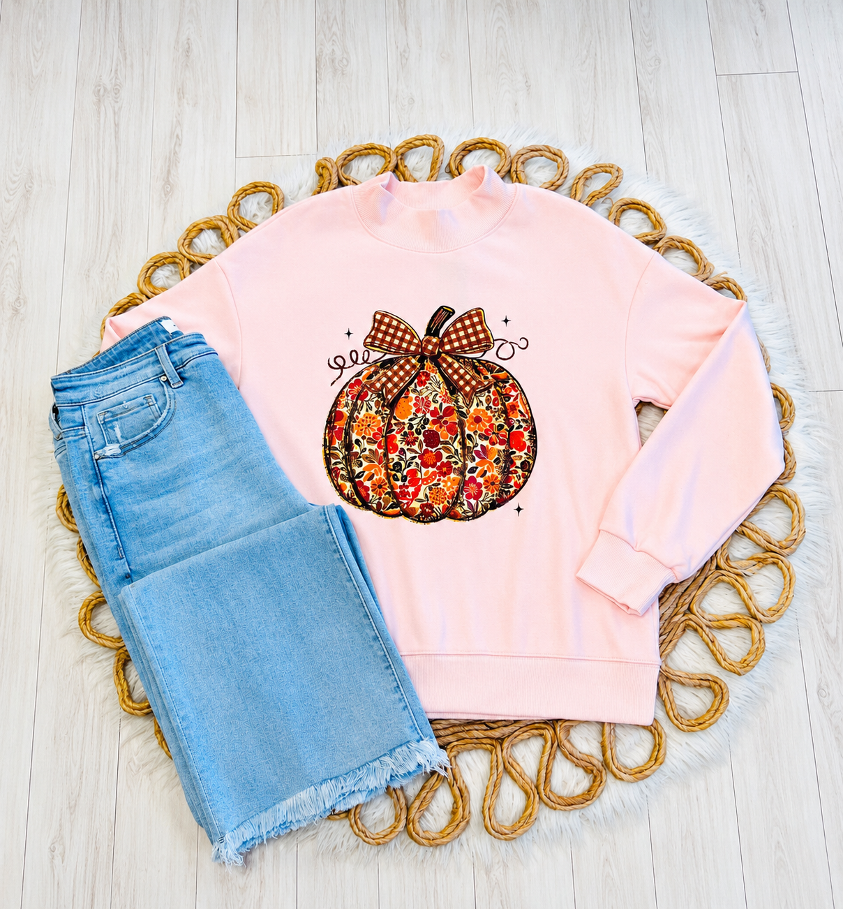 Women’s Evermmee Pumpkin Mock Neck Pullover Top