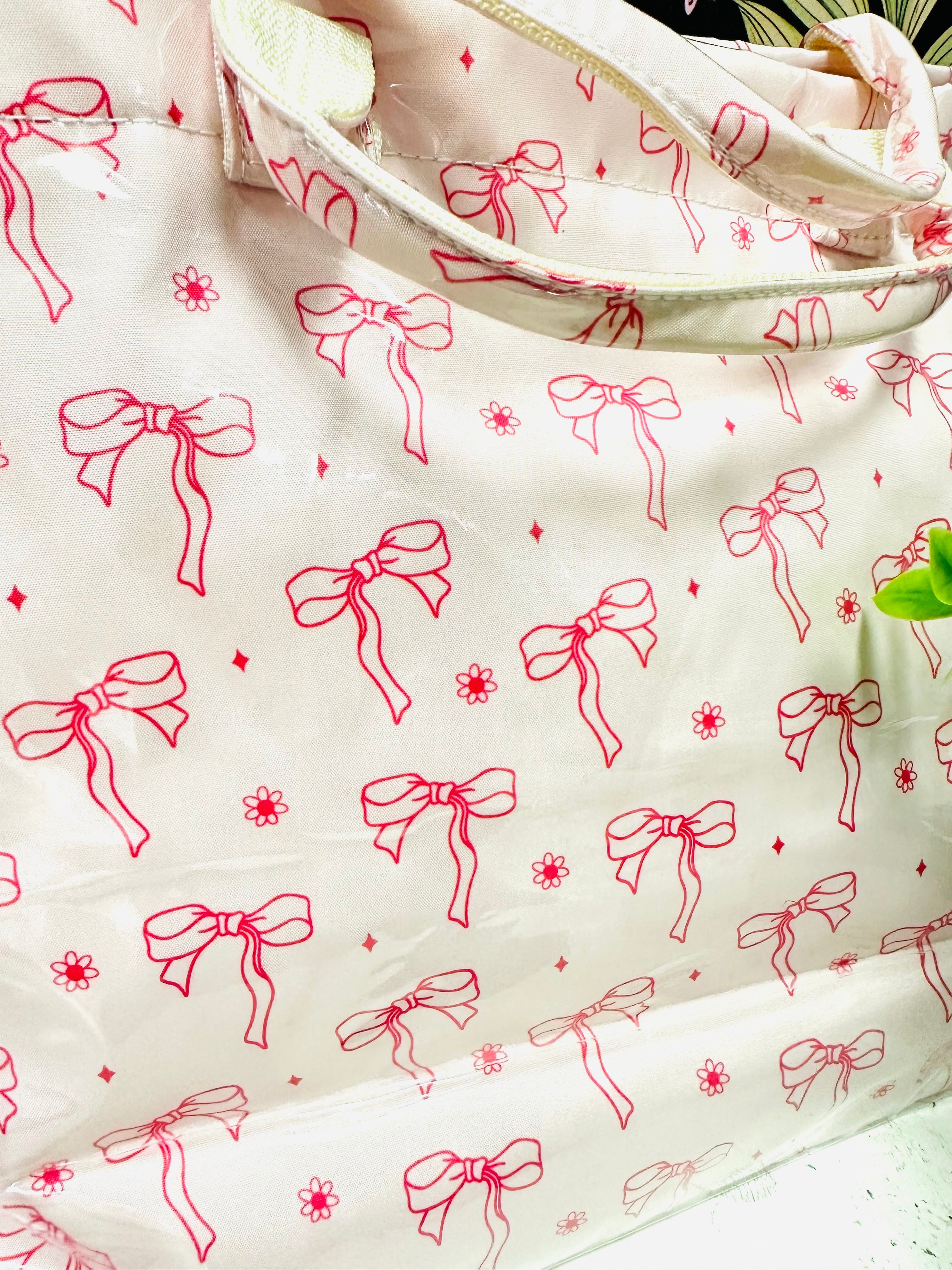 Women’s Pink Bow Vinyl Tote Bag
