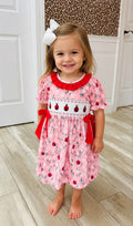 Girls Ladybug Smocked Embroidered Girls Dress