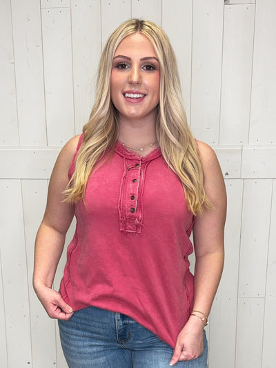 Zenana Hot Pink Acid Wash Top - Mini Mee Boutique