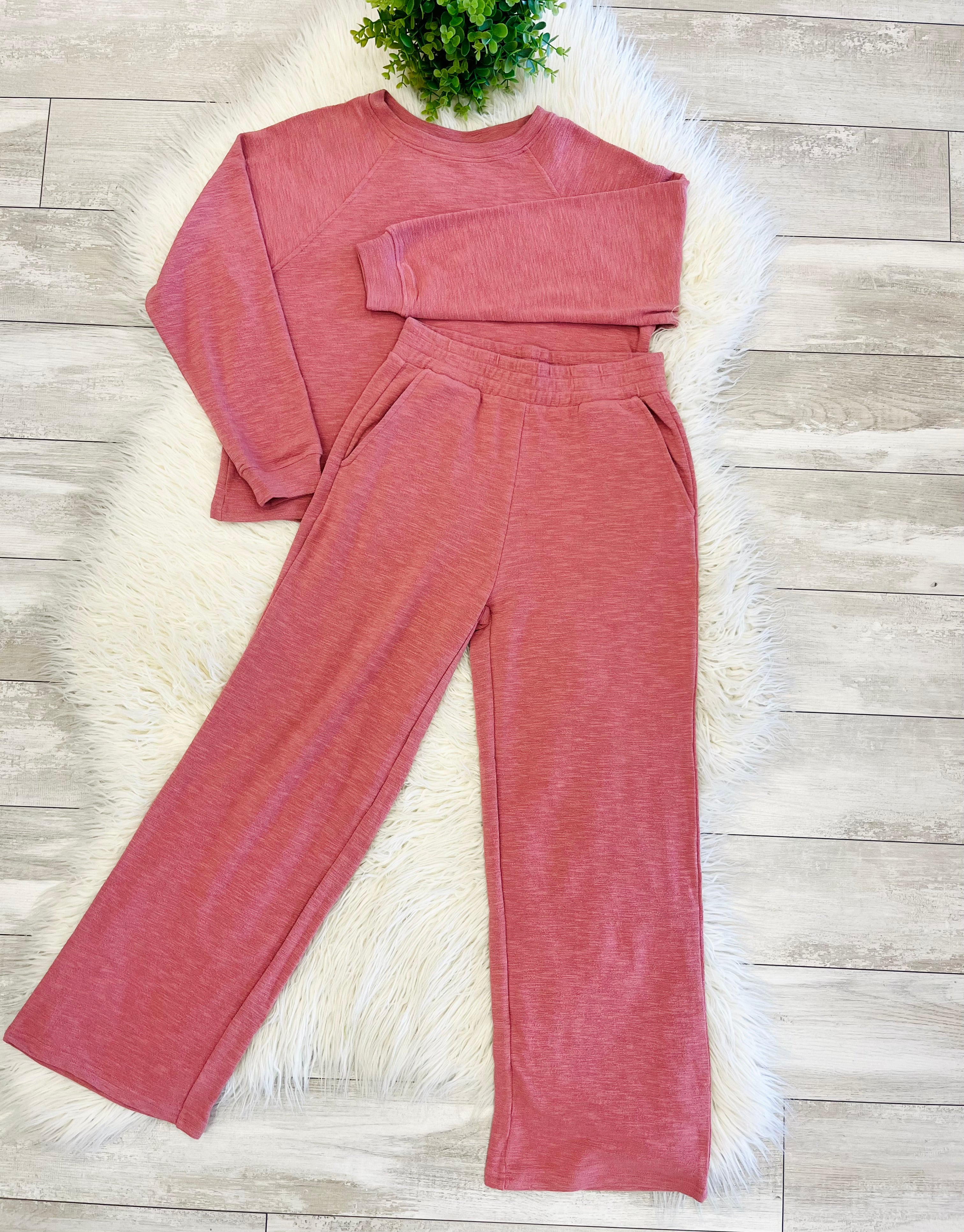 Women’s Zenana Cute Cotton Long Sleeve Set In Winter Rose