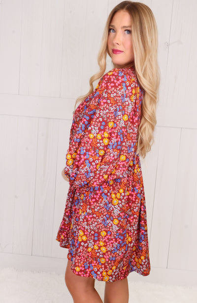 Floral Burgundy Dress