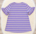 Women’s Lilac and Yellow Striped Ruffle Sleeve Top