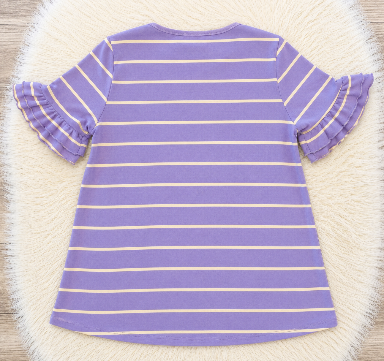 Women’s Lilac and Yellow Striped Ruffle Sleeve Top