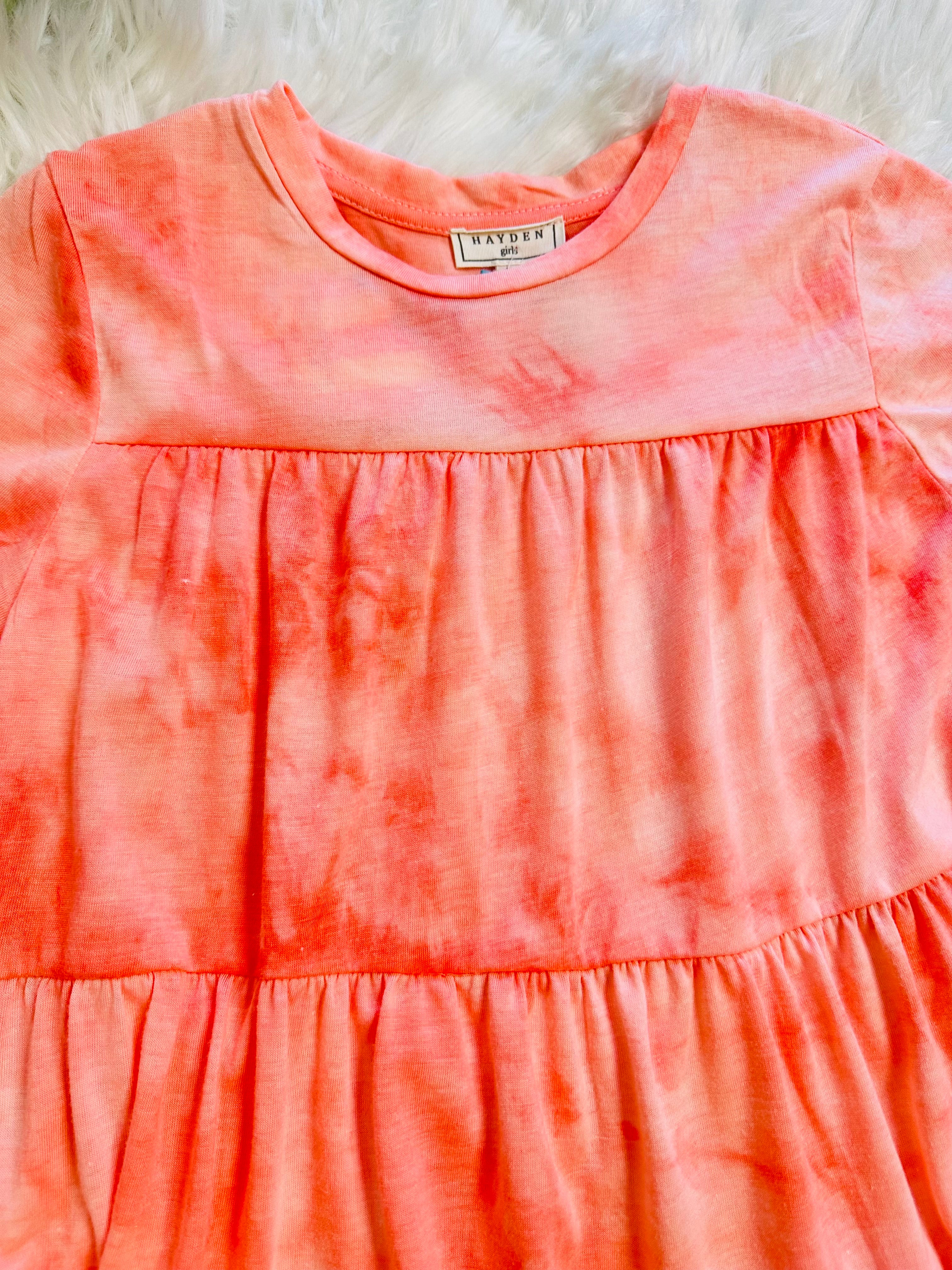 Girls Hayden Marbled Pink/orange Top