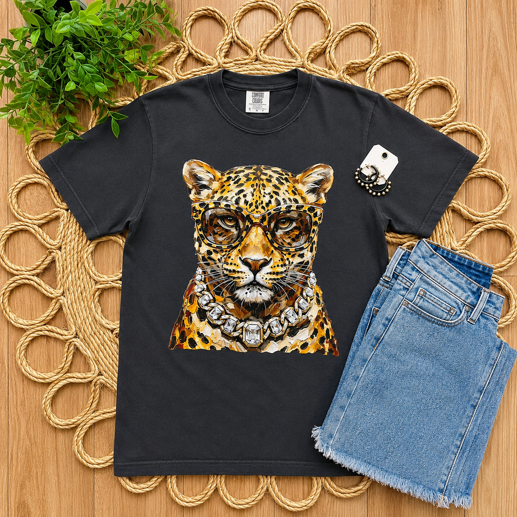Women’s Charcoal Gray Leopard Tee