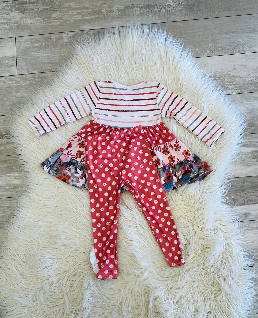 Girl’s Fall Mixed Patterned Outfit