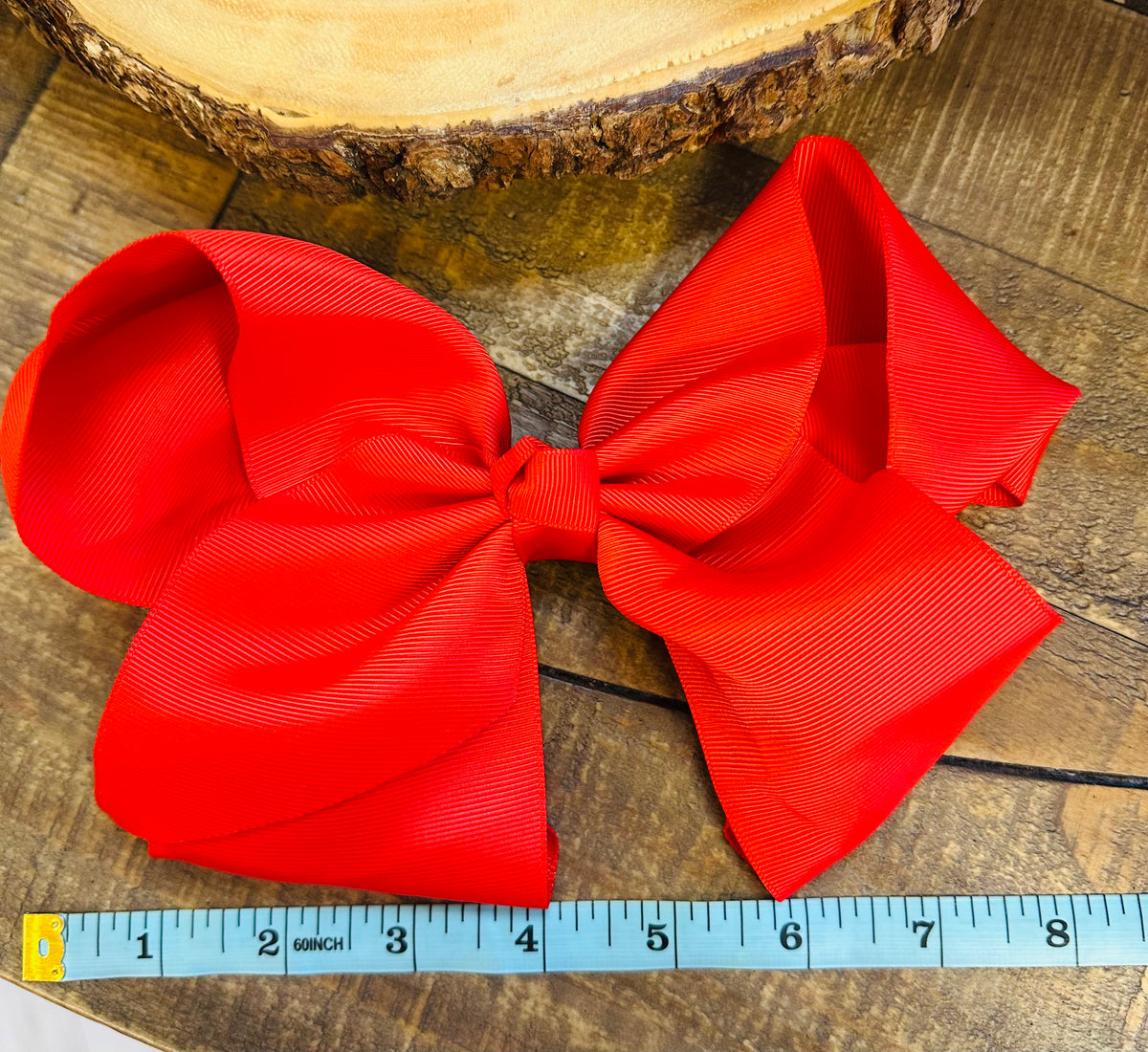 Hair Bow 8” Alligator Clip - Red