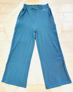Women’s Zenana Blue Ribbed Pant Set