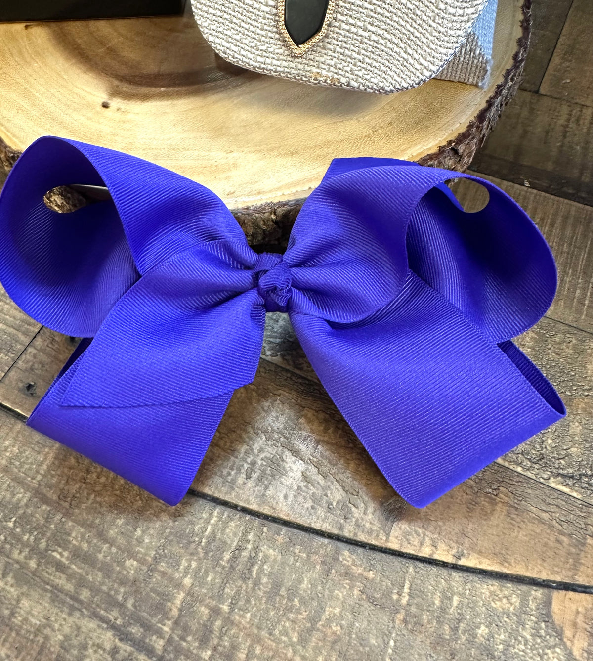 Hair Bow 8” Alligator Clip - Dark Purple