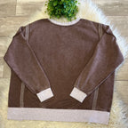 Women’s Curvy Zenana Washed Exposed Seam Sweatshirt In Brown