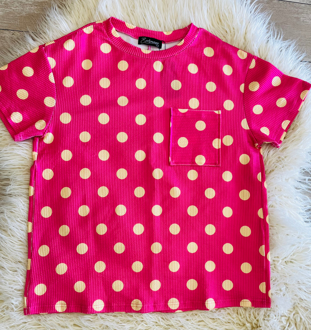 Women’s Evermmee Pink and Yellow Polka Dot top