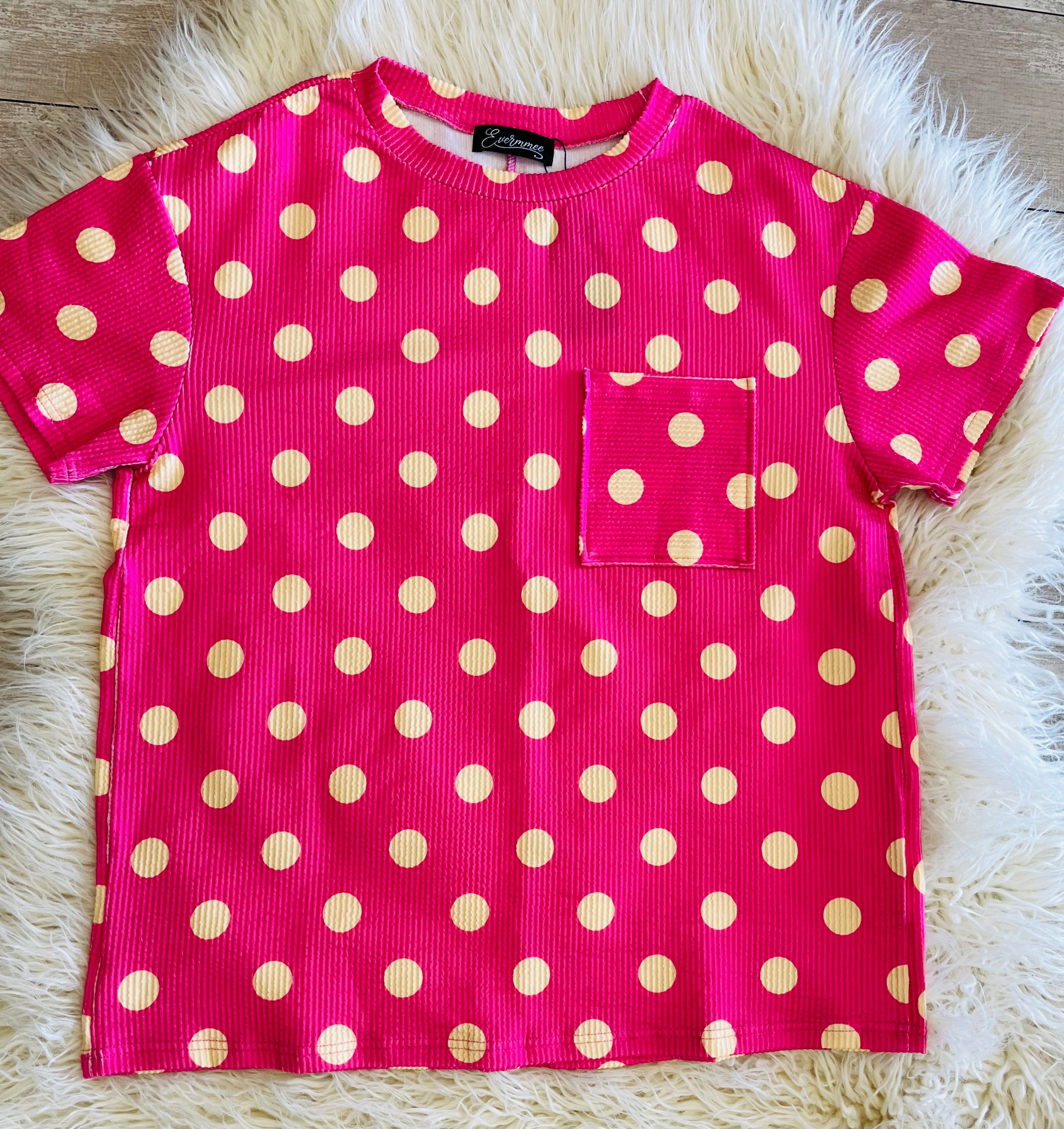 Women’s Evermmee Pink and Yellow Polka Dot top