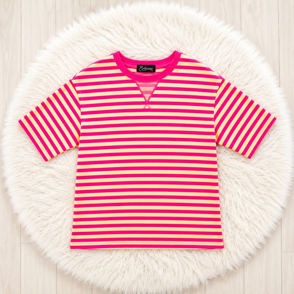 Women’s Evermmee Yellow and Pink Stripe Pant Set
