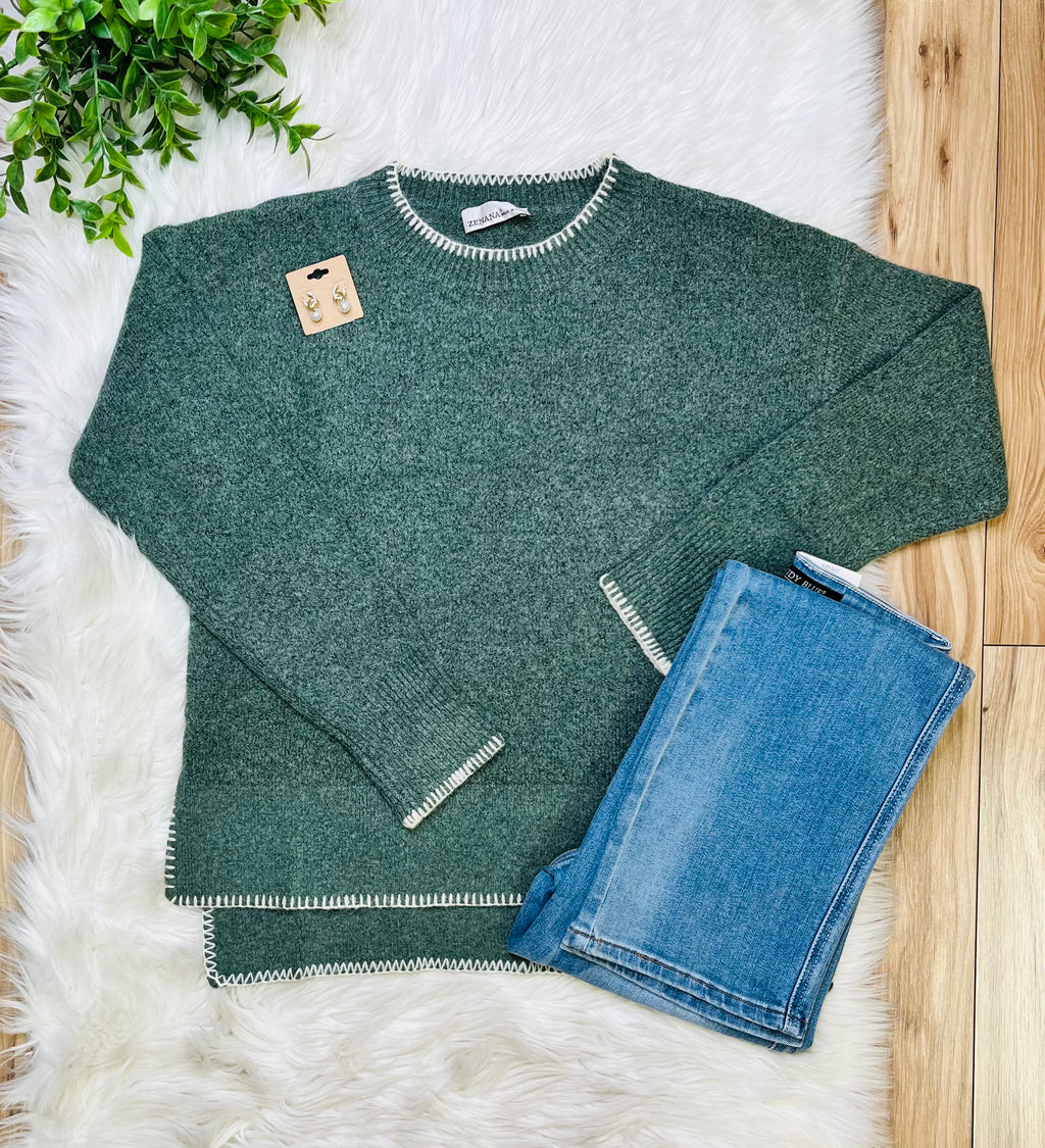 Women’s Zenana Olive Green Sweater Top