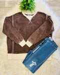 Women’s Zenana Washed Exposed Seam Sweatshirt In Chocolate Brown