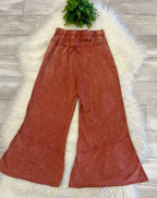 Women’s Zenana Exposed- Seam Flare Hem Pants With Pockets In Rust