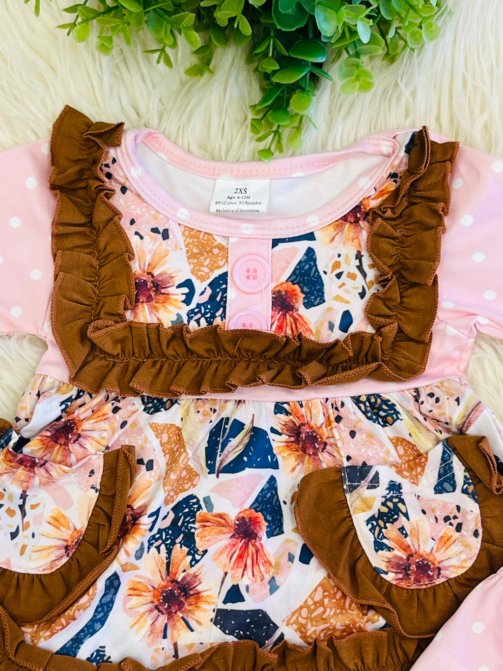 Girl’s Fall Floral Pink Polka Dot Pants Outfit