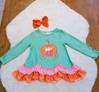 Girls Pumpkin Princess Polka Dot Ruffle Pant Outfit